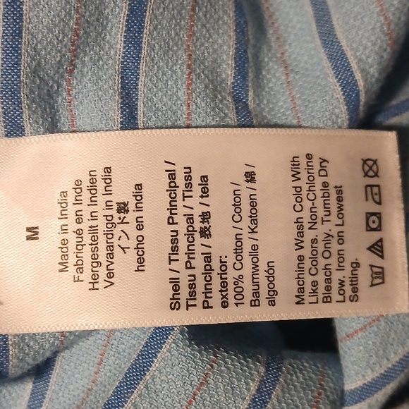 ​J.Crew Blue & White Striped Tie-Waist Shirt Dress - Size M 3/4 Sleeves - Picture 10 of 10